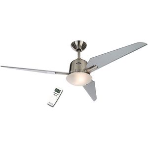 Plafondventilator ECO AVIATOS, propellerblad-Ø 1320 mm, gelakt aluminiumkleurig / geborsteld chroom