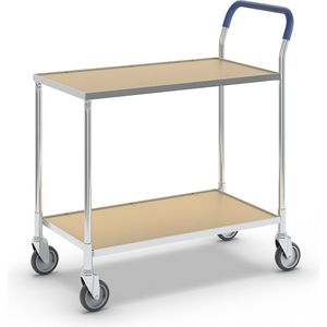 Kongamek Tafelwagen KOMFORT, legborden met beukenhoutdecor, l x b x h = 840 x 435 x 900 mm