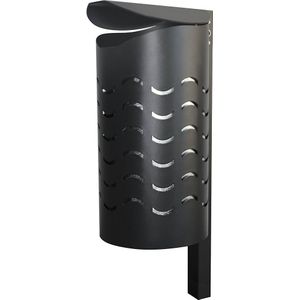 Afvalbak WAVE voor de buitenruimte, inhoud 40 l, voor in gegoten beton, h x d = 1450 x 438 mm