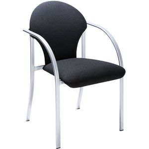 Gestoffeerde stapelstoel, zitting h x b x d = 470 x 450 x 490 mm, kleur bekleding zwart, VE = 2 stuks