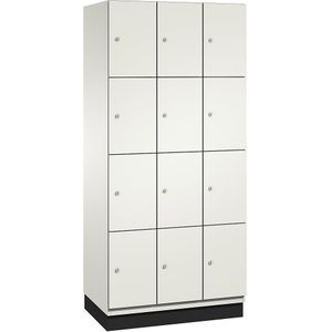 C+P Viervoudige locker Cambio, 3 compartimenten, zuiver wit / wit, HPL-deur, b = 900 mm, 12 vakken