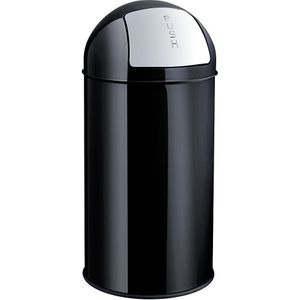 helit Push-afvalbak van staal, inhoud 30 l, h x Ø = 650 x 300 mm, zwart
