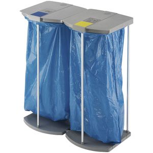 Hailo Afvalzakstandaard met 250 blauwe recyclingzakken, ProfiLine MSS XXXL, 2 x 120 l, h x b x d = 1000 x 880 x 450 mm, vaste opstelling