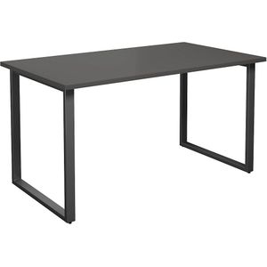 Multifunctionele tafel DUO-O, recht blad, b x d = 1400 x 800 mm, donkergrijs, zwart