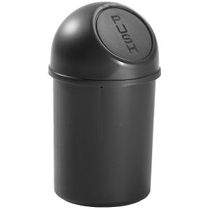 helit Push-afvalbak van kunststof, inhoud 6 l, VE = 6 stuks, h x Ø = 375 x 216 mm, zwart