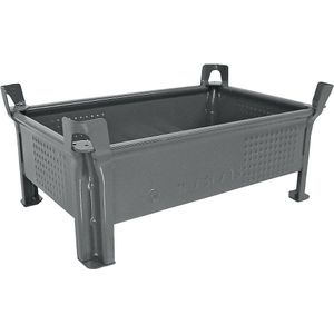 Heson Stapelbakken van plaatstaal, lage bouwvorm, dichte wanden, b x l = 500 x 800 mm, draagvermogen 500 kg, grijs, vanaf 5 stuks