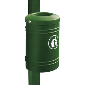 PROCITY Afvalbak voor buiten ESTEREL, inhoud 40 l voor ronde palen Ø 76 mm, groen