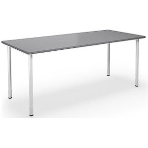Multifunctionele tafel DUO-C, recht blad, h x d = 700 - 800 x 800 mm, breedte 1800 mm, lichtgrijs, wit