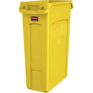 Rubbermaid Verzamelaar voor kringloopmateriaal/afvalbak SLIM JIM®, volume 87 l, met ventilatiekanalen, geel
