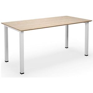 Multifunctionele tafel DUO-U Trend, recht blad, b x d = 1400 x 800 mm, eikenhout, wit