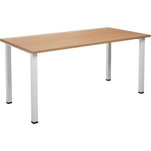 Multifunctionele tafel DUO-U, recht blad, b x d = 1600 x 800 mm, beukenhout, wit