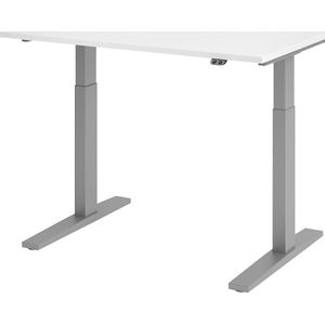 UPLINER-K - Bureautafel, elektrisch in hoogte verstelbaar, 700 - 1200 mm, b x d = 1200 x 800 mm, b x d = 1200 x 800 mm, wit/aluminiumzilver