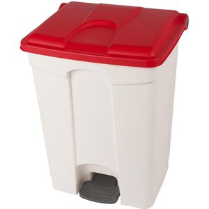 Afvalverzamelaar met pedaal, inhoud 70 l, b x h x d = 505 x 675 x 415 mm, wit, deksel rood