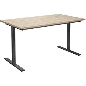 Multifunctionele tafel DUO-T, recht blad, b x d = 1400 x 800 mm, eikenhout, zwart