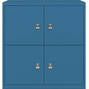 BISLEY LateralFile™ Lodge, met 4 lockers, hoogte per 375 mm, azuur