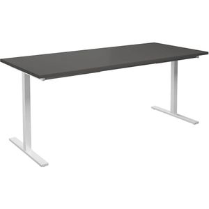 Multifunctionele tafel DUO-T, recht blad, b x d = 1800 x 800 mm, donkergrijs, wit