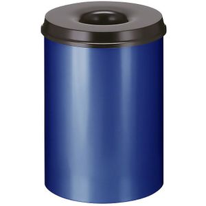 Veiligheidsprullenbak, staal, zelfdovend, inhoud 30 l, h x Ø = 470 x 335 mm, bak blauw / zelfdovend deksel zwart