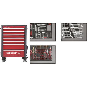GEDORE Werkplaatswagen WINGMAN incl. 129 gereedschappen, 7 laden, 129-delig gereedschapsassortiment, h x b x d = 1034 x 724 x 470 mm