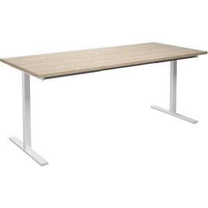 Multifunctionele tafel DUO-T, recht blad, b x d = 1800 x 800 mm, eikenhout, wit