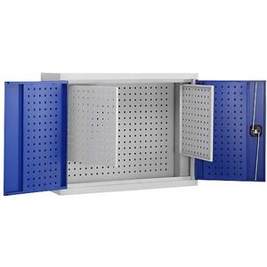 Gereedschapshangkast, deurbinnenzijde van perforatieplaat met 2 extra platen, gentiaanblauw RAL 5010