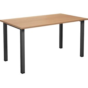 Multifunctionele tafel DUO-U, recht blad, b x d = 1400 x 800 mm, beukenhout, zwart