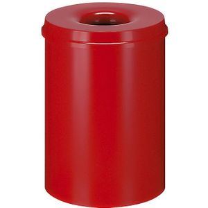 Veiligheidsprullenbak, staal, zelfdovend, inhoud 30 l, h x Ø = 470 x 335 mm, bak rood / zelfdovend deksel rood
