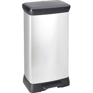 Curver Decobin Prullenbak - 50L - 39x29x72 cm - Zilver Metallic