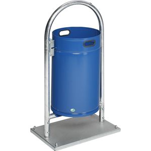 VAR Afvalbak voor buiten, 60 l, staal, met buisetage, gentiaanblauw