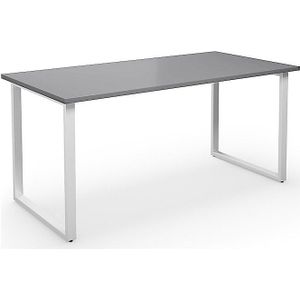 Multifunctionele tafel DUO-O, recht blad, b x d = 1600 x 800 mm, lichtgrijs, wit