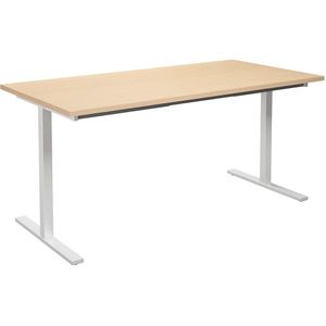 Multifunctionele tafel DUO-T, recht blad, b x d = 1600 x 800 mm, berkenhout, wit