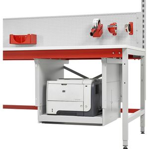 Uitschuifbare lade, voor montage onder bureaublad, voor printer, inwendige afmetingen h x b x d = 450 - 600 x 534 x 600 mm