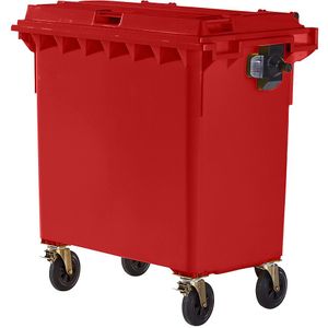 Afvalcontainer van kunststof, DIN EN 840, inhoud 770 l, b x h x d = 1360 x 1330 x 770 mm, rood