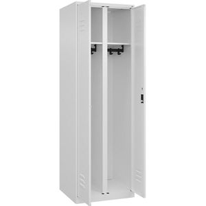 C+P Multifunctionele kledingkast Classic PLUS, 1 compartiment, verkeerswit, h x b = 1850 x 600 mm, met voetdoppen, cilinderslot