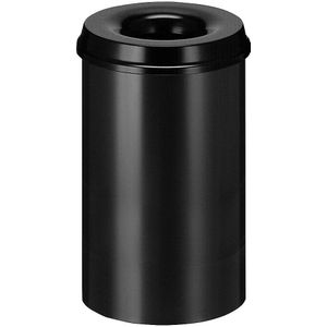 Veiligheidsprullenbak, staal, zelfdovend, inhoud 20 l, h x Ø = 426 x 260 mm, bak zwart / zelfdovend deksel zwart