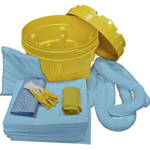 eurokraft basic Lekkage-noodpakket, in veiligheidsvat, absorptie 75 l, uitvoering olie, blauw