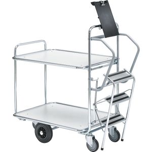 HelgeNyberg Ladderwagen SERIE 200, 2 etages, l x b x h = 1130 x 520 x 1110 mm, vanaf 5 stuks