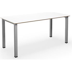 Multifunctionele tafel DUO-U Trend, recht blad, afgeronde hoeken, b x d = 1400 x 800 mm, wit, zilver