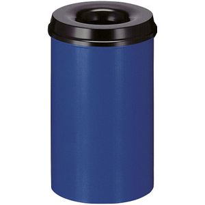 Veiligheidsprullenbak, staal, zelfdovend, inhoud 20 l, h x Ø = 426 x 260 mm, bak blauw / zelfdovend deksel zwart