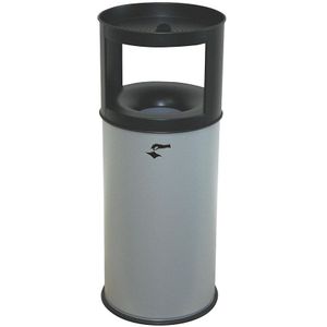 Veiligheidscombi-asbak, vlamdovend, plaatstaal, inhoud 40 l, h x Ø = 800 x 310 mm, grijs