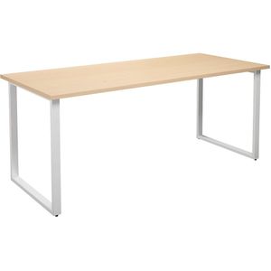 Multifunctionele tafel DUO-O, recht blad, b x d = 1800 x 800 mm, berkenhout, wit