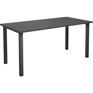 Multifunctionele tafel DUO-U, recht blad, b x d = 1600 x 800 mm, donkergrijs, zwart