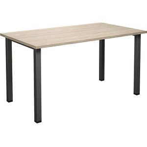 Multifunctionele tafel DUO-U, recht blad, b x d = 1400 x 800 mm, eikenhout, zwart