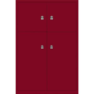 BISLEY LateralFile™ Lodge, met 4 lockers, hoogte 2 x 375 mm, 2 x 755 mm, kardinaalrood