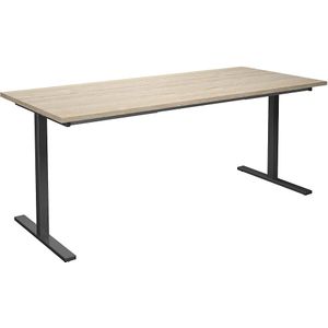 Multifunctionele tafel DUO-T, recht blad, b x d = 1800 x 800 mm, eikenhout, zwart