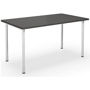 Multifunctionele tafel DUO-C, recht blad, b x d = 1400 x 800 mm, donkergrijs, wit