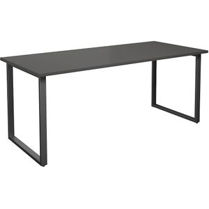Multifunctionele tafel DUO-O, recht blad, b x d = 1800 x 800 mm, donkergrijs, zwart