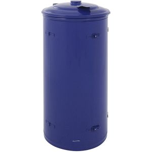 Afvalbak, plaatstaal, voor inhoud 120 l, met dubbele vleugeldeur, blauw