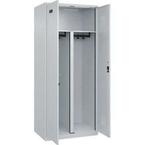 Multifunctionele lockerkast Evolo PLUS, 1 compartiment, scheidingswand ingekort, lichtgrijs, b = 800 mm, met voetdoppen, cilinderslot