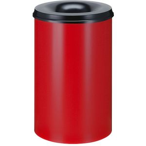 Veiligheidsprullenbak, staal, zelfdovend, inhoud 110 l, h x Ø = 720 x 470 mm, bak rood / zelfdovend deksel zwart