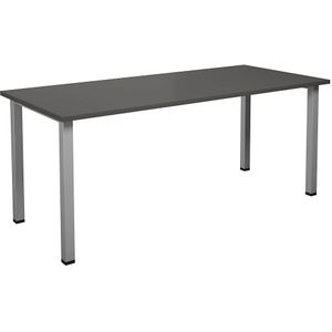 Multifunctionele tafel DUO-U, recht blad, b x d = 1800 x 800 mm, donkergrijs, zilverkleurig
